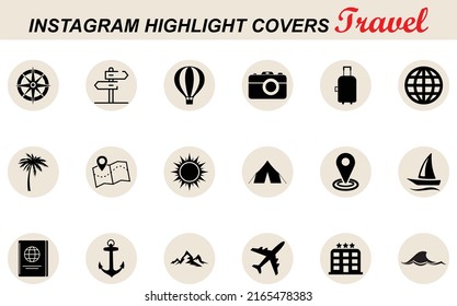 Instagram Highlight Cover Icons Travel Vector Stock Vector (Royalty ...