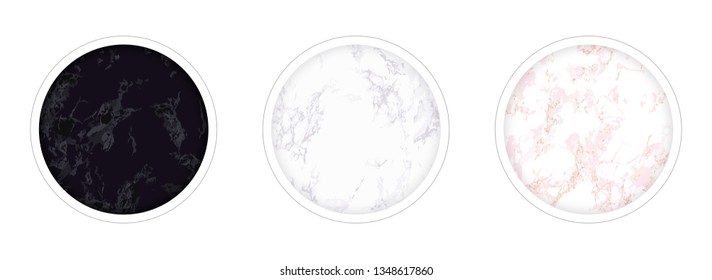 Instagram Highlight Covers Backgrounds. Set Of Marble Templates. Pink, White And Black. Use As A Backdrop For Icons, Text Or Your Personal Design. Seamless Marble Textures Are Included In The Palette.