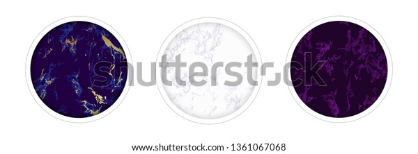 Instagram Highlight Covers Backgrounds Set Marble Stock Vector