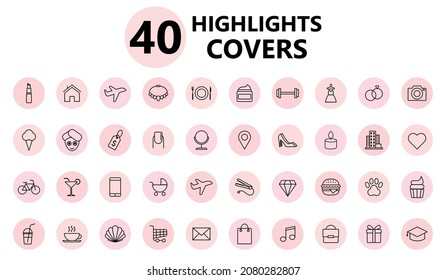 Instagram highlights 40,icon, flat, line, set, vector, web, symbol, outline