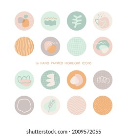 Instagram Highlights cover icons. Abstract design. Fashion and style. Vector. Isolated on a white background.