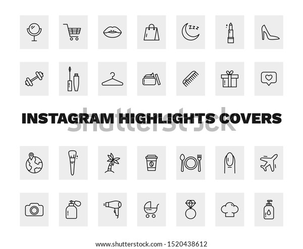 Instagram Highlights Covers Icons Icons Set Stock Vector Royalty