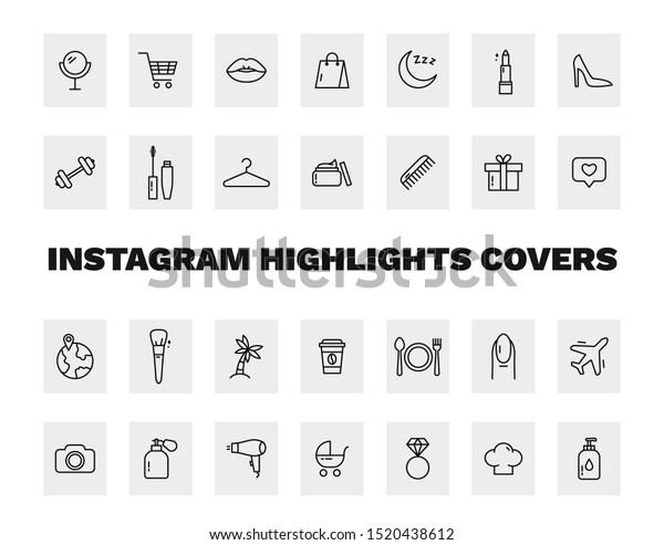 Instagram Highlights Covers Icons Icons Set Stock Vector Royalty Free