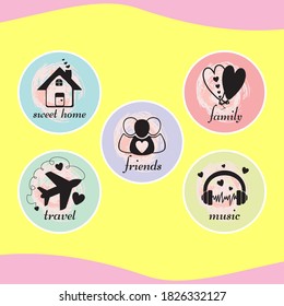 Instagram highlights stories covers icons vector image