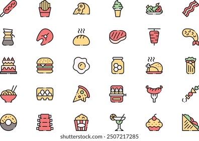 Instagram highlights stories food icons collection is a vector illustration with editable stroke.