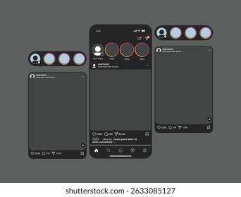 
Modelo de maquete do Instagram Home. Instagram Home IU Frame. Mockup de interface de interface do aplicativo de rede social do Instagram. Modelo de mídia social de maquete do Instagram.