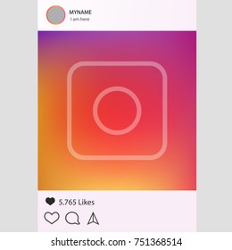 Instagram interface. Photo frame vector for application. Social Media concept