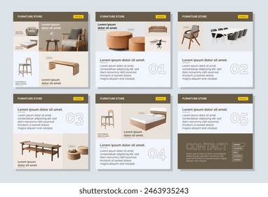 instagram interior furniture store social media template post banner poster advertising for sale offer banners background square size flat minimal modern design vectors for living room