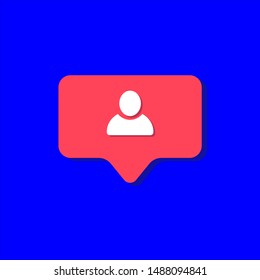 instagram like friend user icon, follow, blog, pink 3d design illustration of the notification on the social media,  smm, manager, stories, target, bloggers, vector, EPS10