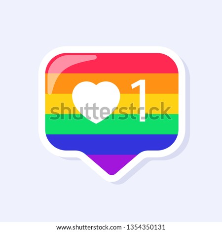 Instagram Like Icon. LGBTQ+ related symbol in rainbow colors. Gay Pride. Raibow Community Pride Month. Love, Freedom, Support, Peace Symbol. Flat Vector Design Isolated on White Background