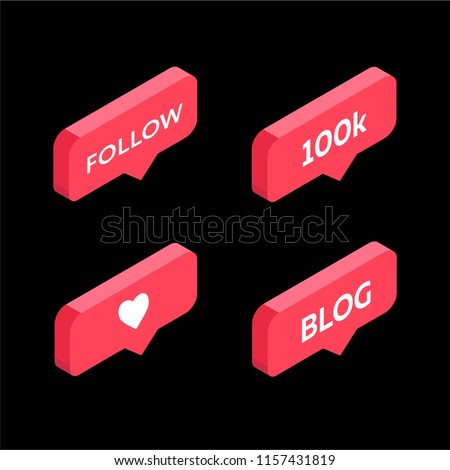 instagram like isometric icon 100k follow blog pink 3d design illustration of the notification on the social media iphone concept set smm manager - design blogs to follow on instagram