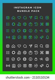 instagram line icons set big pack of instagram feature graphic Vector stock