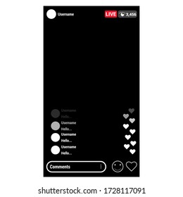 Instagram live broadcast template vector