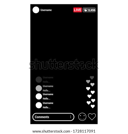 Instagram live broadcast template vector