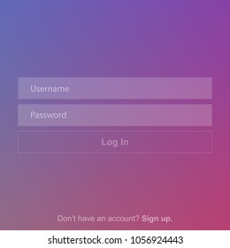 Instagram Login Form Page. Password Screen Layout