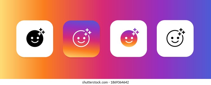 Instagram Mask Icon Sticker Set. Social Media Vector Illustration