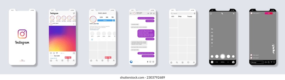 Instagram. Instagram mockup. Instagram mobile App interface template on Apple Iphone mockup. Mockup page template. Editorial vector illustration. Rivne, Ukraine - April 11, 2021