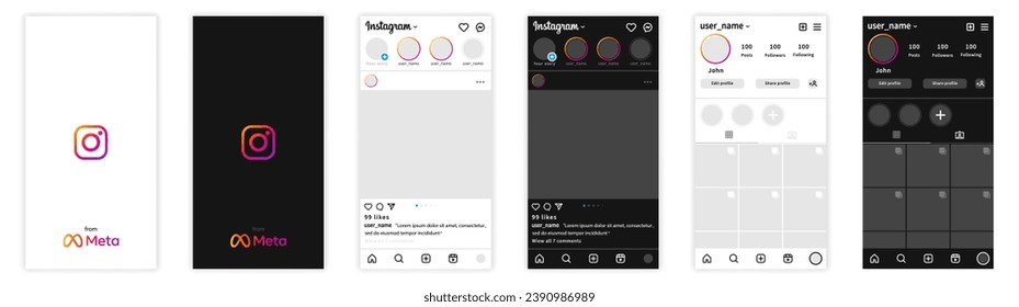 Instagram mockups. Instagram app interface. Social network interface template. Social media templates. Rivne, Ukraine - November 20, 2023