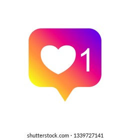 Instagram new counter notification icon. Icon like in Insta. Social media Instagram like ui, app. Vector illustration. EPS 10.