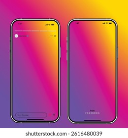 instagram new grid size template update 2025, Instagram social network app UI interface mockup design. Modern social media platform profile story layout template. Vector illustration	