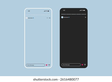 instagram new grid size template update 2025, Instagram social network app UI interface mockup design. Modern social media platform profile story layout template. Vector illustration	