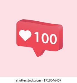 instagram Notification Icon. Like icon vector. Social media like vector icon. like notification. . Heart. follower. comment icon. 100 love