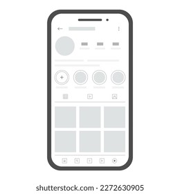 Instagram phone screen mockup. Social network on smartphone screen. Vector.