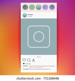 Instagram. Photo frame vector for application. Social Media concept and interface