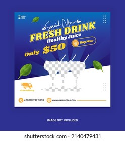 instagram post fresh drink template for  social media post advertising banner