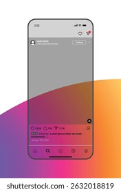  Modelo de maquete do Instagram Post. Instagram Post Frame. Mockup de interface de interface do aplicativo de rede social do Instagram. Modelo de mídia social de maquete do Instagram.