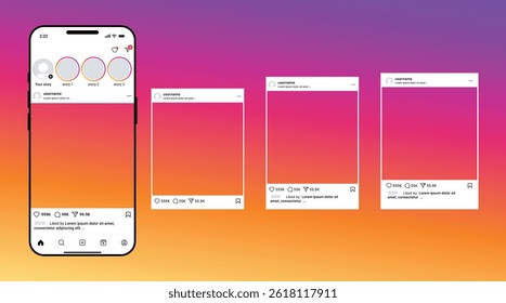 Instagram post mockup vetor no iphone 16 pro max, modelo de postagem de carrossel de mídia social, projeto de moldura de foto, Instagram feed web post mockup.