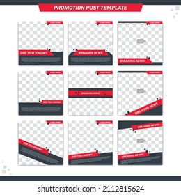 Instagram Post Template Frame For News Company. Modern Abstract Social Media Posting Template And Internet Ads In Square Size Template Set