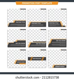 Instagram Post Template. Modern Abstract Grey And Orange Stripe Editable Social Media Ads Template Set 