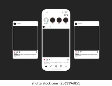  Instagram post template on apple Phone vector illustration.