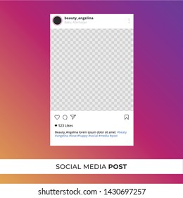 Ilustración vectorial de plantilla de publicación de Instagram. Perfecta ilustración de encuadre en medios sociales. Gradiente de Instagram.Calidad premium. 