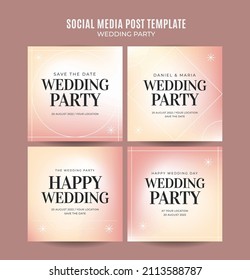 instagram post wedding invitation web banner template retro gradients elegance abstract blurry space area