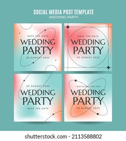 instagram post wedding invitation web banner template retro gradients elegance abstract blurry space area