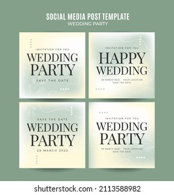 instagram post wedding invitation web banner template retro gradients elegance abstract blurry space area