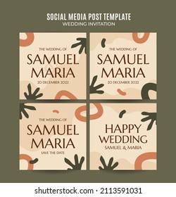 Instagram post wedding invitation web banner template minimalist elegance abstract blurry space area