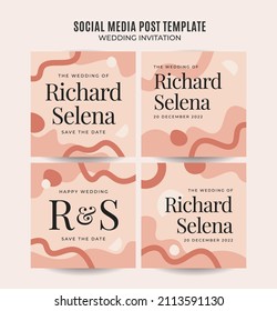 Instagram post wedding invitation web banner template minimalist elegance abstract blurry space area