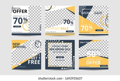 Instagram Puzzle Fashion Sale social media post design template Premium Vector. bundle promotion sale banner can be use for any purpose such as story, banner and more