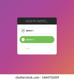 Instagram Quiz  Social Media Sticker  Button   Frame  Quiz Questions  Guess  Template Icon  Vector Illustration