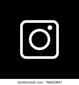 Instagram sign. Camera white on black background