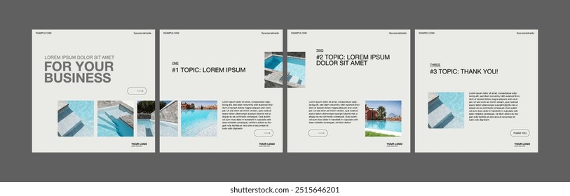 instagram slider poster template social media carousel banner business corporate business corporate creative portfolio flat simple minimal modern arrow design square size poster vector templates