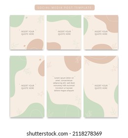 Instagram Social Media Background Post And Story Posting Template Set With Natural Aesthetic Fashion Style