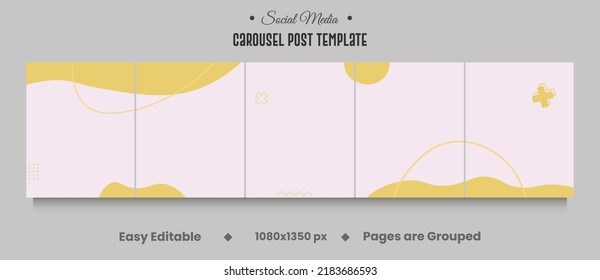 Instagram and social media carousel post template with five pages