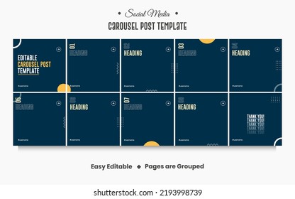 Instagram and social media carousel post template with 10pages