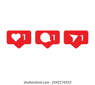 Ícone de vetor de notificação de mídia social do Instagram no plano de fundo branco 