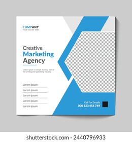 Instagram social media post template with creative marketing agency webinar concept design