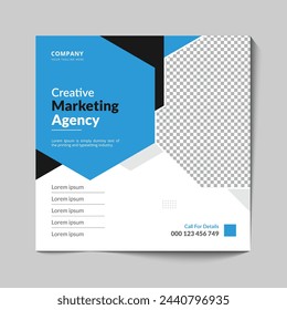 Instagram social media post template with creative marketing agency webinar concept design